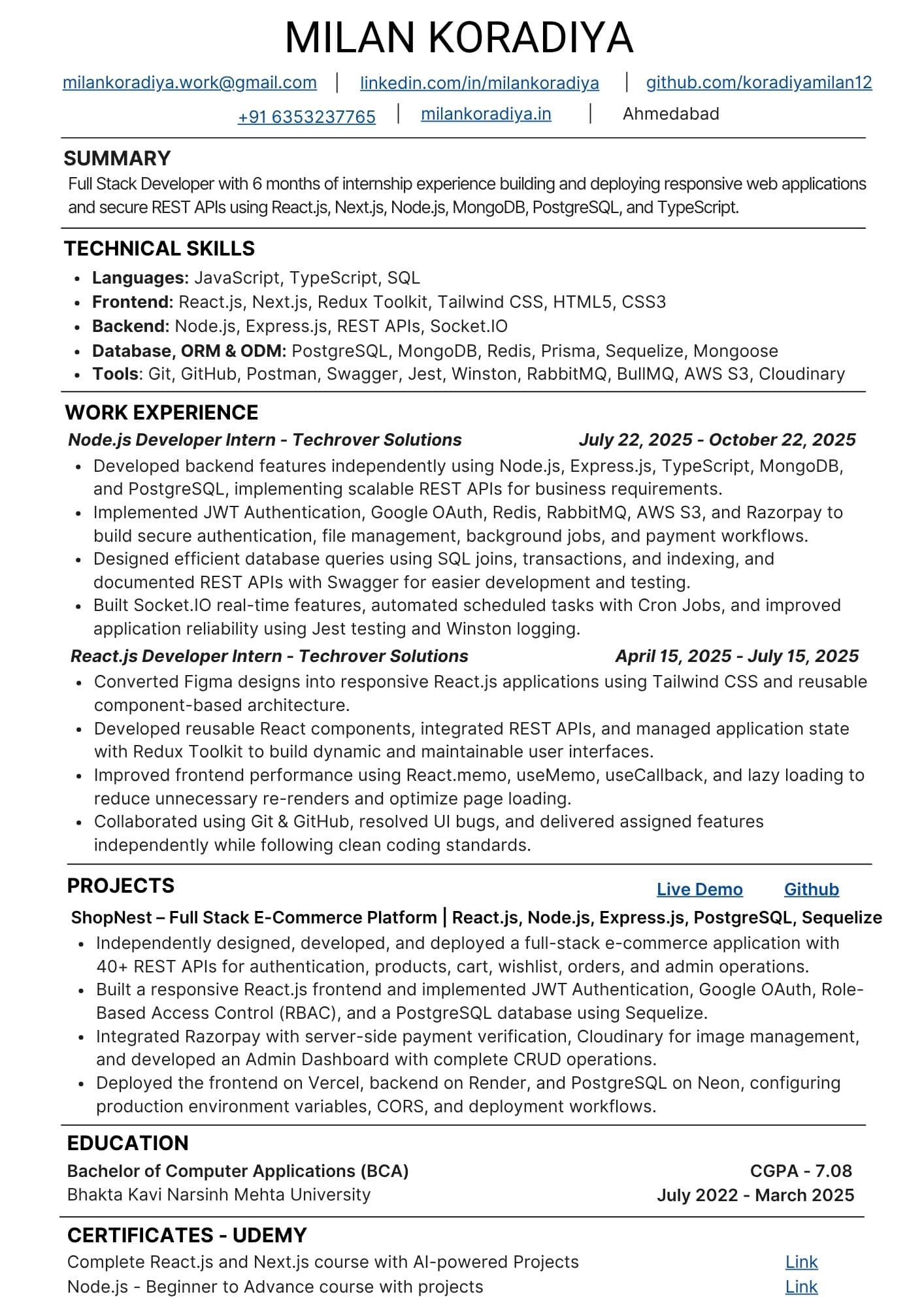 Resume preview